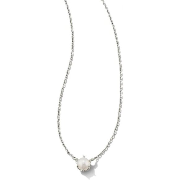 Ashton White Pearl Pendant Necklace Brass 18 Inch Minimal Jewelry